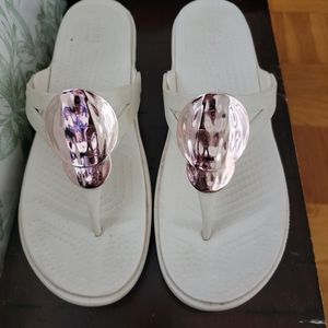 Crocs Sandals White/Rose Gold Size 9